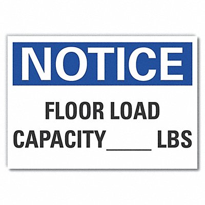 Floor Load Notice Rflct Label 3.5x5in