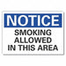 Smoking Area Notice Rflct Label 3.5x5in