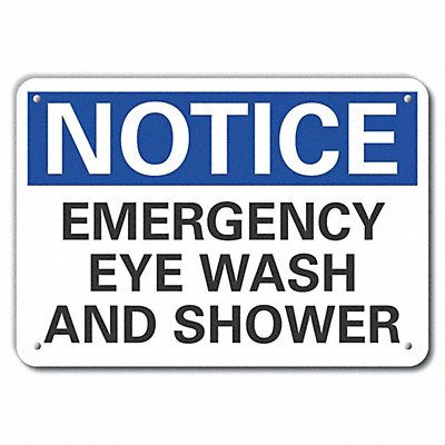 Eye Wash/Shower Notice Sign 7x10in Alum