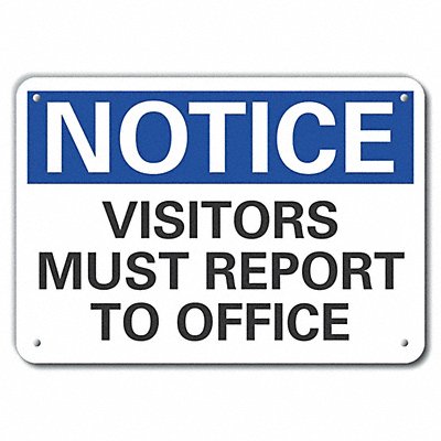 Aluminum Visitors Notice Sign 10x14in