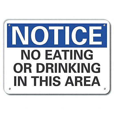 Eating Restriction Notice Sign 10x14in
