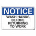 Aluminum Wash Hands Notice Sign 10x14in