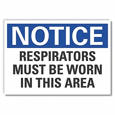 Respirator Required Notice Lbl 5x7in