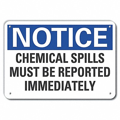 Chemicals Notice Sign 10x14in Plastic