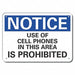 Plastic No Phones Notice Sign 10x14in