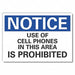 No Phones Notice Label 10x14in Polyester