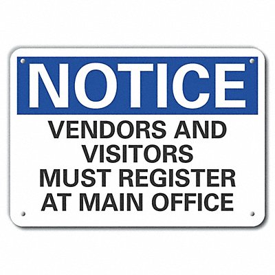 Rflctv Visitors Notice Sign 10x14in Alum