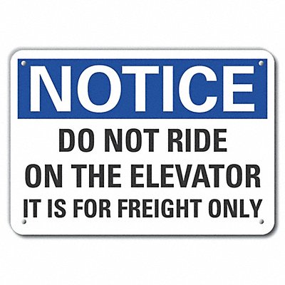 Alum Elevator Hazard Notice Sign 7x10in