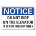 Alum Elevator Hazard Notice Sign 7x10in