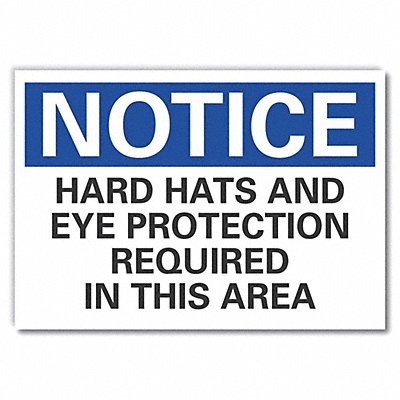 Hard Hat Notice Label 3.5x5in Polyester