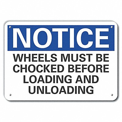 Alum Chock Wheels Notice Sign 7x10in