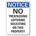 No Trespassing Notice Sign 10x7in Plstc