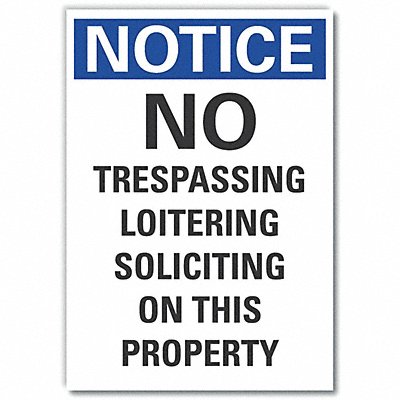 Notice Sign 10 in x 7 in Non-PVC Polymer