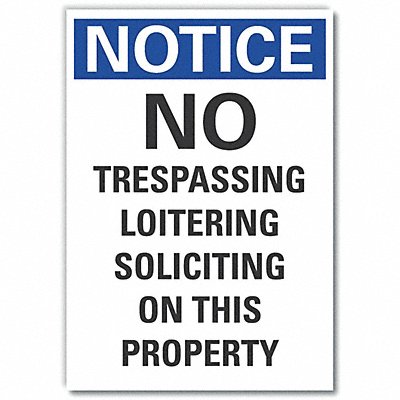 No Trespassing Note Labl 14x10in Polyest