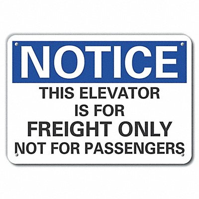 Alum Elevator Hazard Notice Sign 7x10in