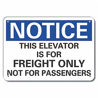 Rflct Elevator Hzrd Notice Sign 10x14in