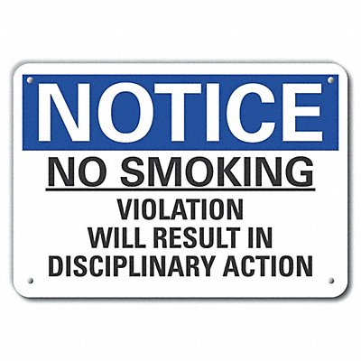 Rflct No Smoking Notice Sign 7x10in Alum