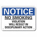 Alum No Smoking Notice Sign 10x14in Alum