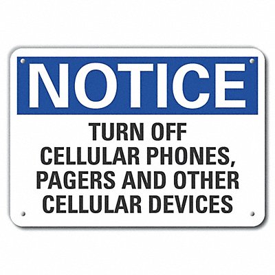 Plastic No Phones Notice Sign 10x14in