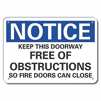 Door Instruction Notice Sign 7x10in Alum