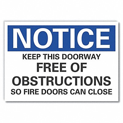 Door Instruction Notice Label 10x14in