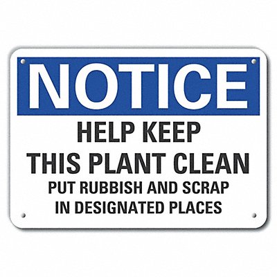 Plastic Cleaning Notice Sign 10x14in