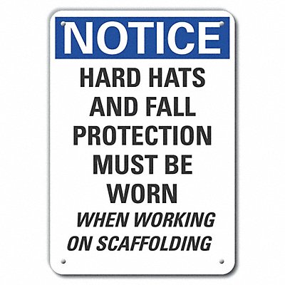 Alum Hard Hat Notice Sign 10x7in Alum