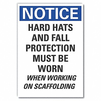 Hard Hat Notice Label 5x3.5in Polyester
