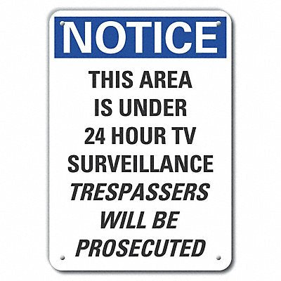 Aluminum Surveillance Notice Sign 7x10in