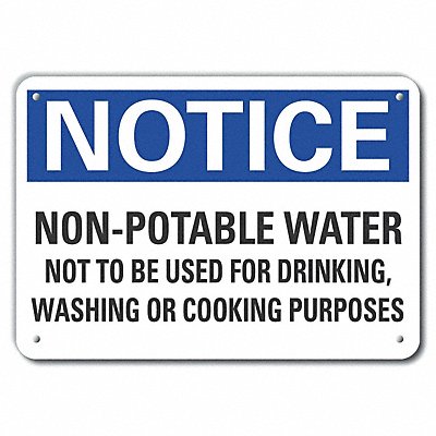 Potable Water Notice Sign 10x14in Plstc
