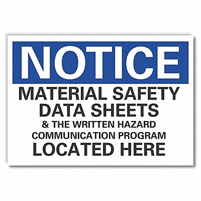 Msds Info Notice Lbl 7x10in Polyester