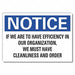 Cleaning Notice Label 5inx7in Polyester