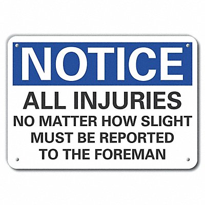 Accident Reporting Notice Sign 10inx14in