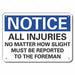 Accident Reporting Notice Sign 10inx14in