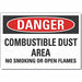 Combust Dust Danger Rflct Lbl 10x14in