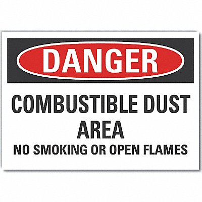 Combustible Dust Danger RflctvLbl 7x10in