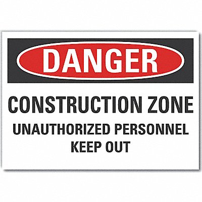 Construction Area Danger Lbl 5x7in