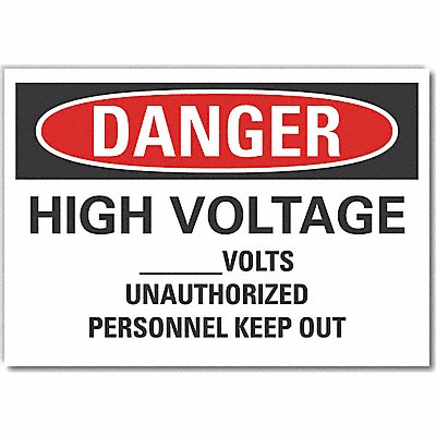 High Voltage Danger labl 5inx7in Polyest