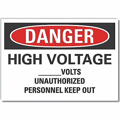 High Voltage Danger Rflctv Labl 7inx10in