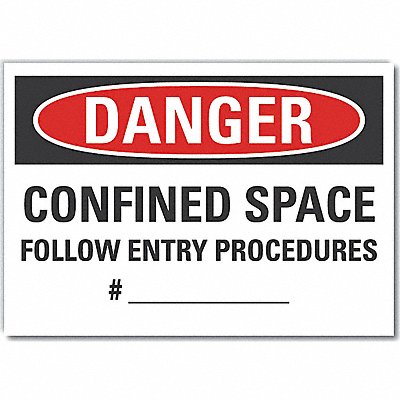 Confined Space Danger Rflctv Label 5x7in