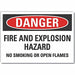 No Smoking Danger Lbl 7inx10in Polyester