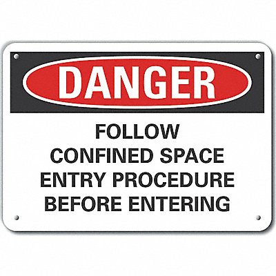 Confined Space Danger Sign 7x10in