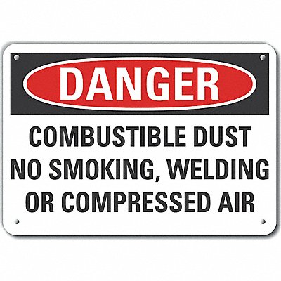 Combust Dust Danger Sign 7x10in Plastic