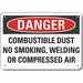 Alum Combust Dust Danger Sign 10x14in