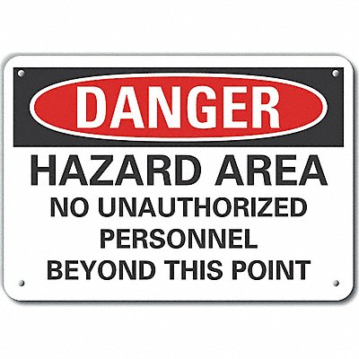 Alum Hazard Area Danger Sign 10x14in