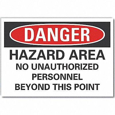 Hazard Area Danger Lbl 10x14in Polyest