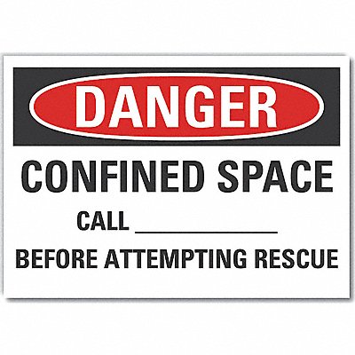 Confined Space Danger Rflct Lbl 5inx7in