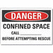 Confined Space Danger Rflct Lbl 5inx7in