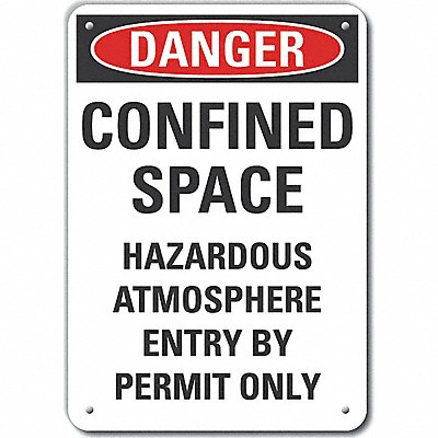 Alum Confined Space Danger Sign 10x7in