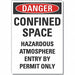 Confined Space Danger Rflctv Lbl 5x3.5in